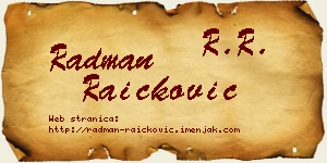 Radman Raičković vizit kartica